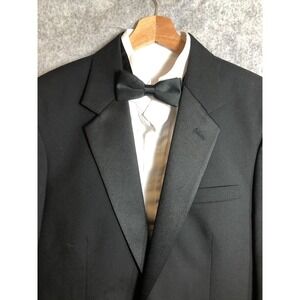 Jean Yves Tuxedo Coat 38XL Blazer Black Satin Trim 100% Wool Formal